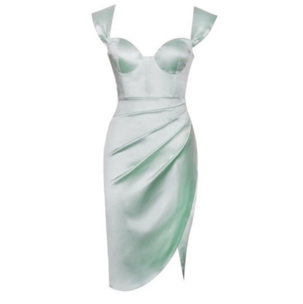 NWT Miss Circle Hedy Mint Satin Corset Dress XS